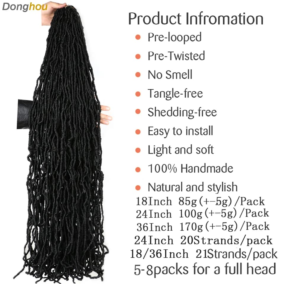 18 24 36 pouces 6 paquets nouveaux faux locs crochet cheveux meche faux locs crochet tresse doux loc