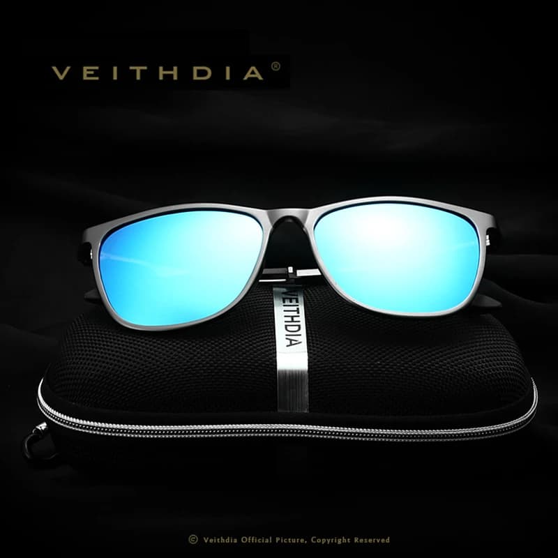 VEITHDIA Rétro En Aluminium De Magnésium de Marque Hommes Lunettes De Soleil Polarisées Objectif Vin