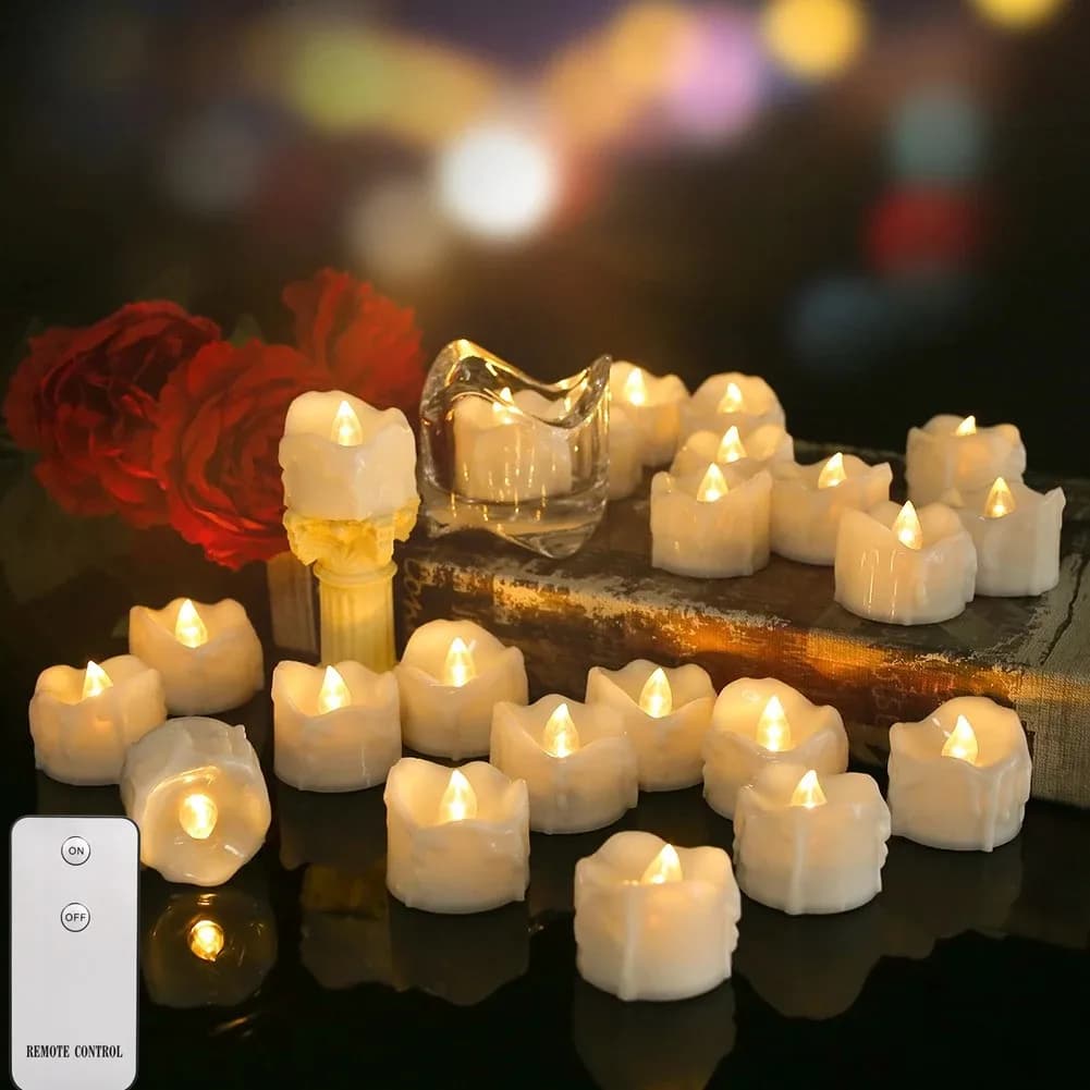 Bougie électronique LED sans flamme avec télécommande, éclairage LED avec effet de flamme vacillante