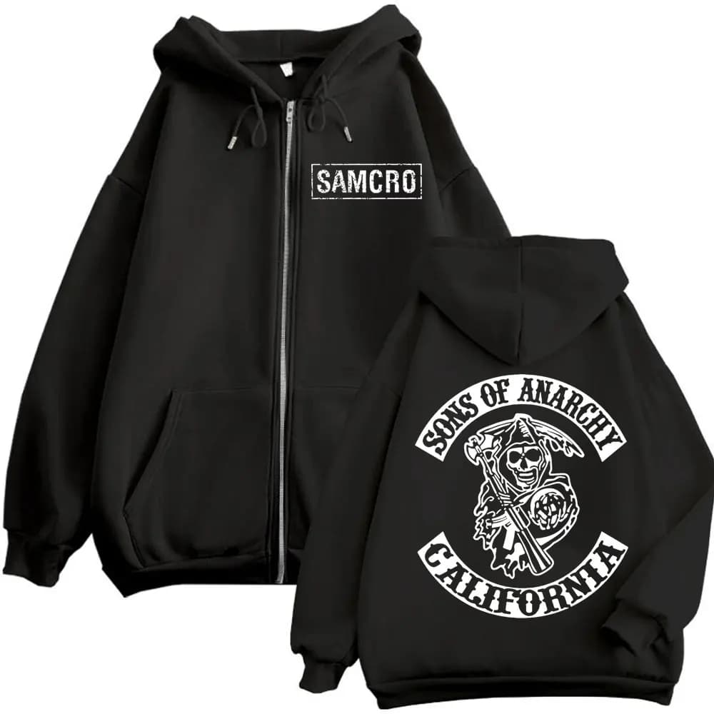 Sons of Anarchy – sweat à capuche avec fermeture éclair imprimée Double face pour hommes et femmes, 