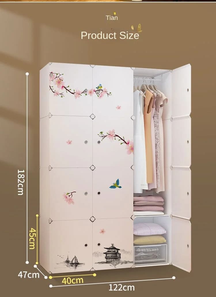 Meubles de chambre à coucher pliables, garde-robe à assembler, armoires à vêtements durables en plas