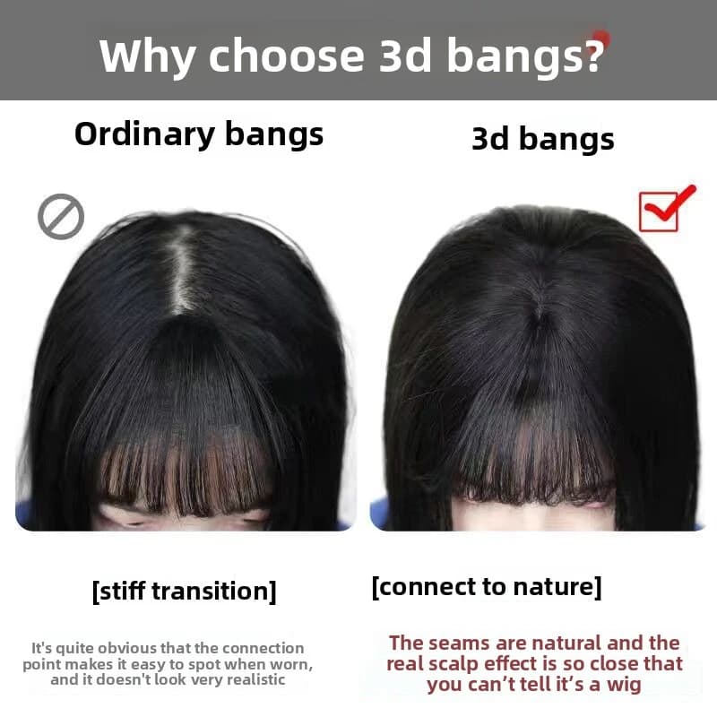 Frange de cheveux frange latérale pour femmes 3D partie centrale fausse frange Extensions à clips po