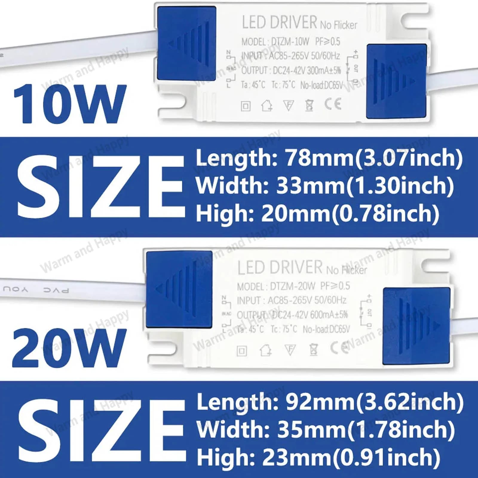Adaptateur d'alimentation LED 10W 20W 30W 40W 50W, transformateurs d'éclairage DC24-42V AC85-265V, p