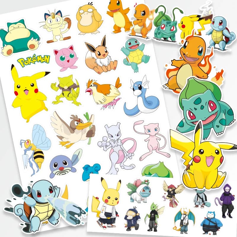 Autocollants de tatouage temporaire Pokemon pour enfants, 3 pièces, autocollant Pikachu, dessin anim
