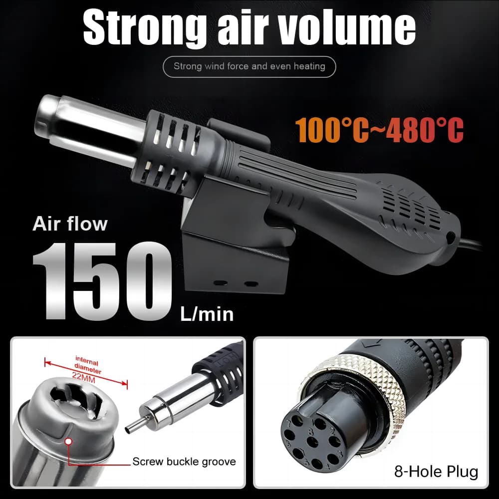 JCD 750W pistolet thermique affichage numérique Micro Station de soudage de retouche pistolet à Air 