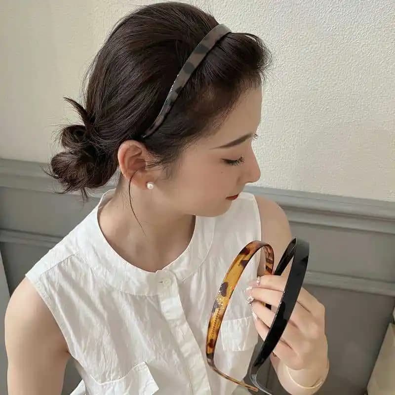 Bandeau à lunettes en acrylique, bandeau fin et doux, imprimé léopard, pince à cheveux pour femmes, 