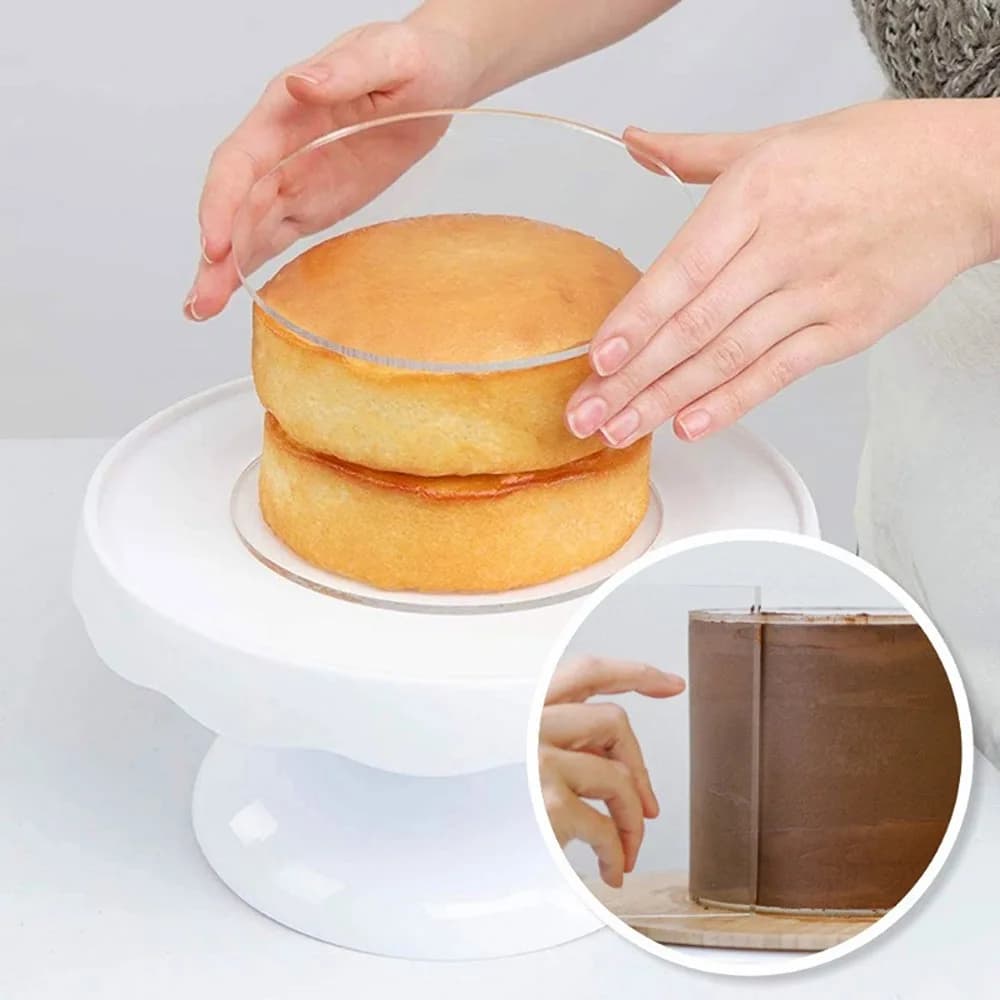 Disque à Gâteau à Bord Rond, Support de Cuisson en Acrylique, Antiadhésif, Réutilisable, 2 Pièces