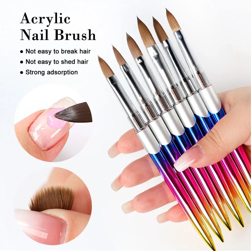 Kolinsky brosse à ongles pour manucure Gel brosse pour ongles Art brosse 3D acrylique liquide poudre