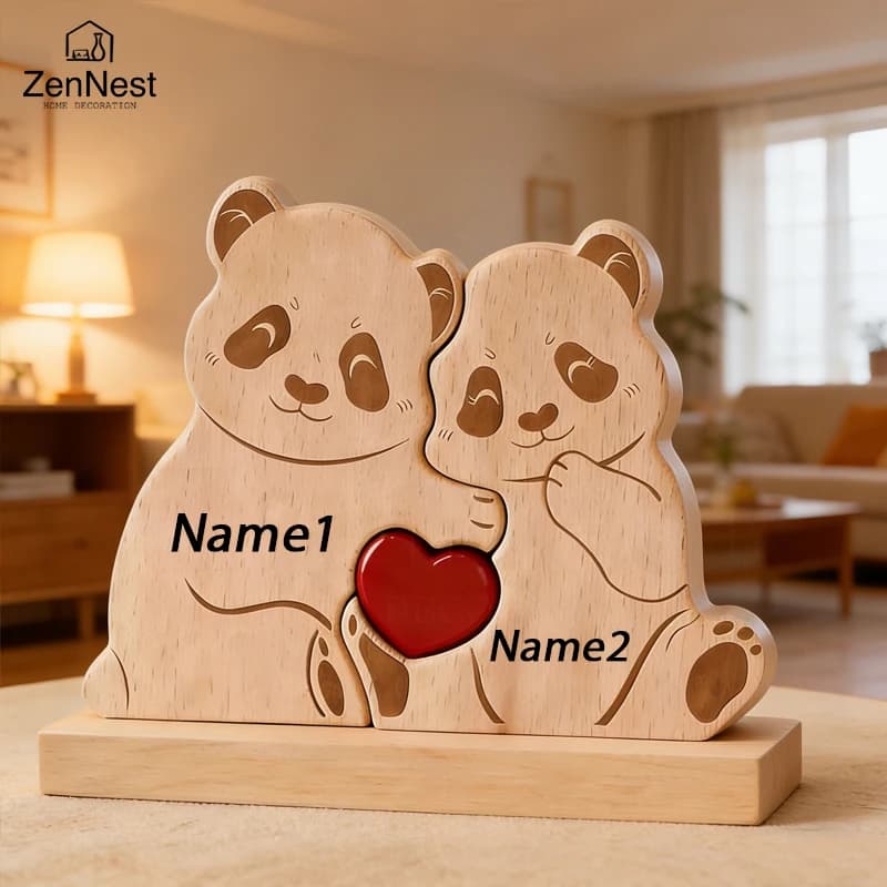 Puzzle en bois personnalisé en forme d'ours, décoration d'intérieur, nom personnalisé, peut contenir