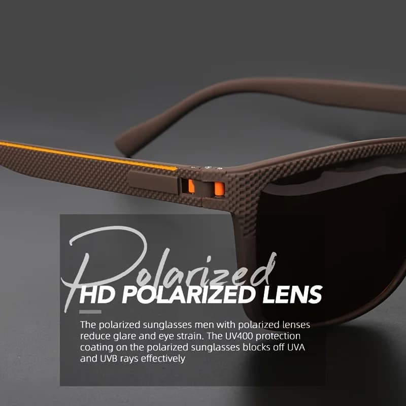 Lunettes de soleil polarisées à monture carrée, charnières à ressort de haute qualité, lentilles à r