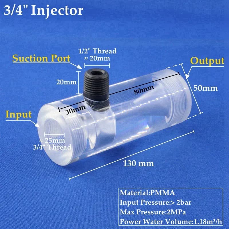 Nouveau système d'irrigation d'injecteur d'eau acrylique Transparent PMMA mélangeur d'engrais Ventur