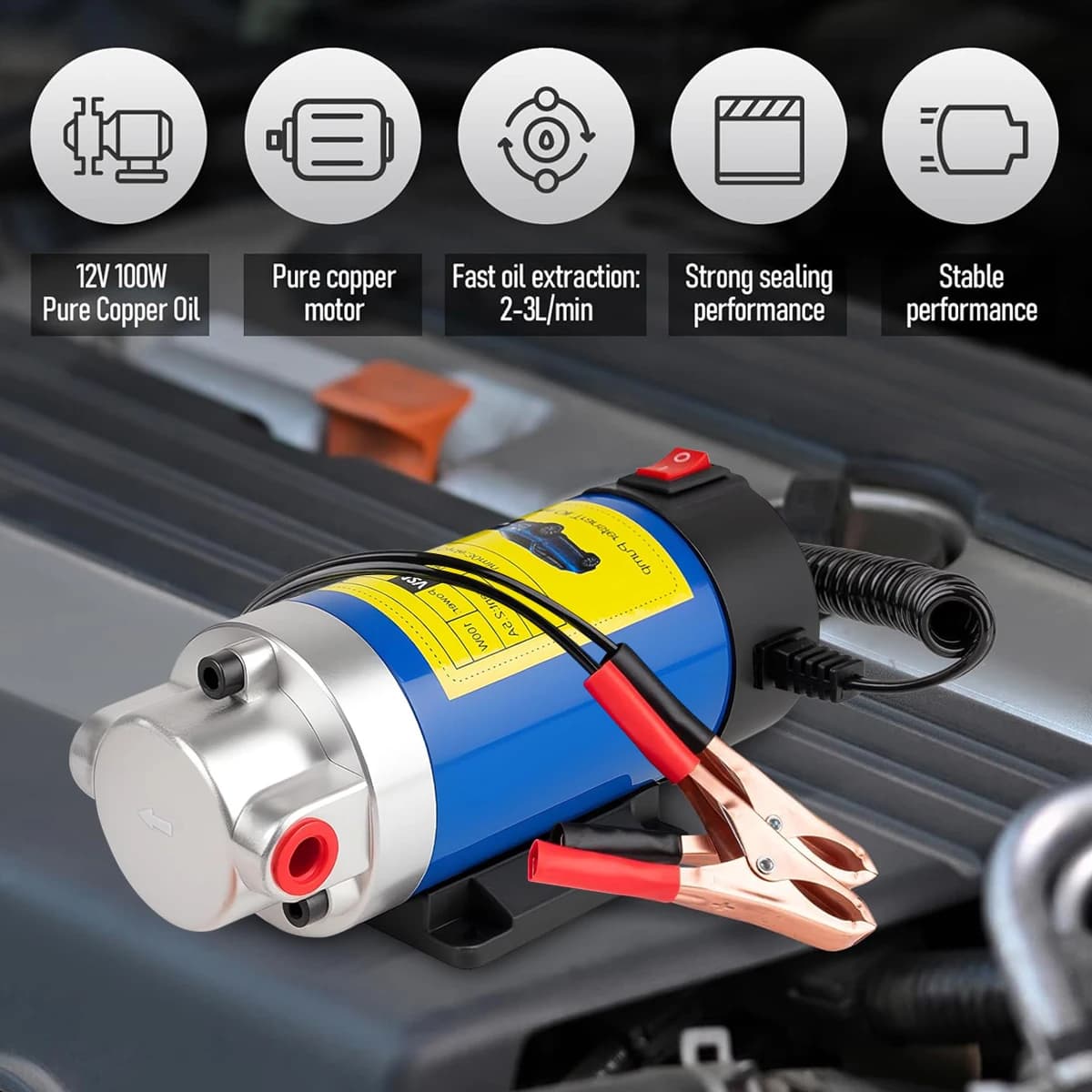 Pompe de transfert d'huile Portable 1-4L/min 12V, extracteur d'aspiration de fluide, changement élec
