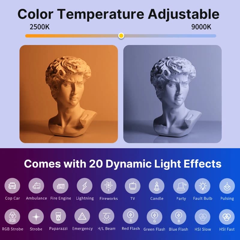 Ulanzi VL119 bâton lumineux coloré RGB portable 19.68 pouces baguette lumineuse LED portable CRI 95 