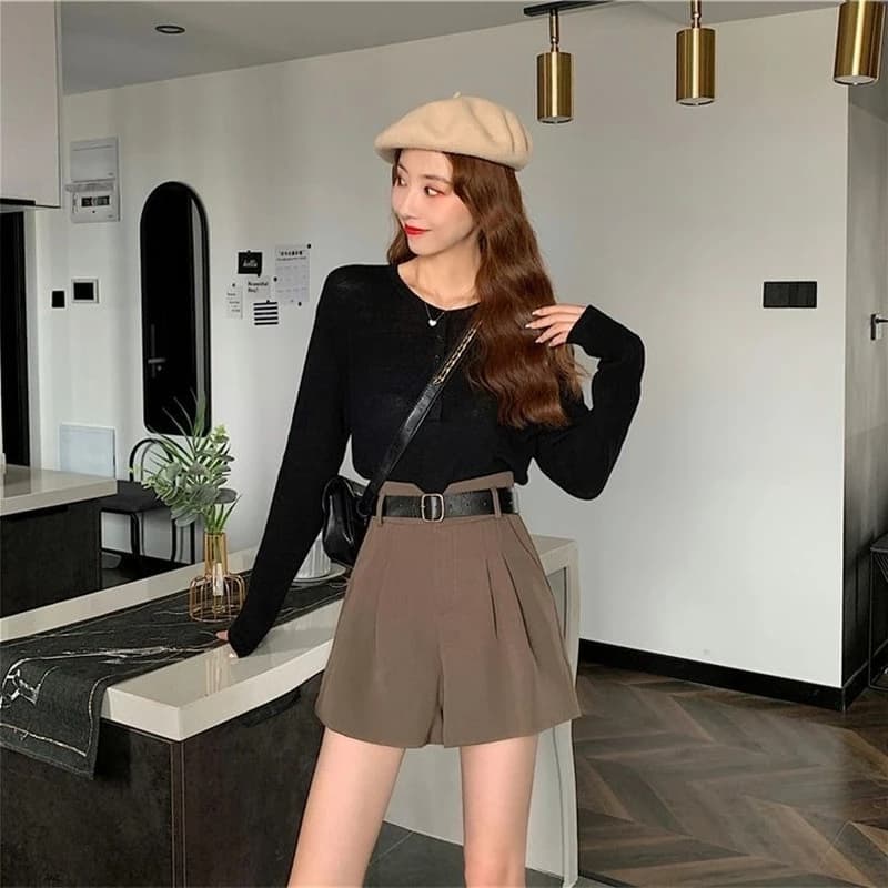 Shorts Femmes Été Jeunesse S-3XL Loisirs Élégant Solide Minimaliste Classique 03/All-match Femme Ten