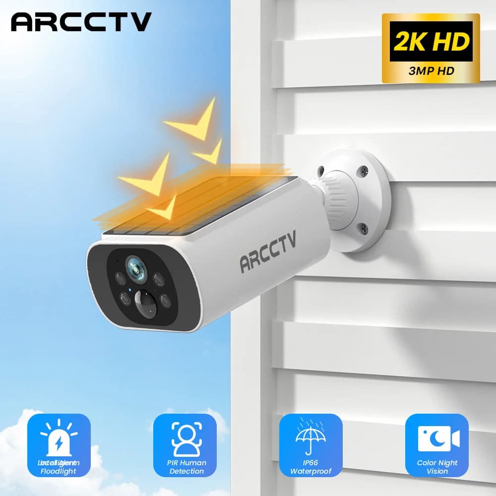 Caméra solaire 2.5K 4MP caméra de Surveillance Wifi extérieure Protection de sécurité à domicile bat