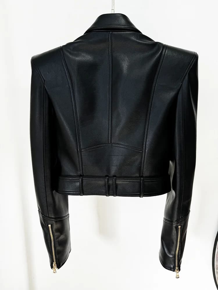 HIGH STREET Nouvelle Collection 2026 Veste de Créateur Femme à Épaules Dénudées, Double Boutonnage, 