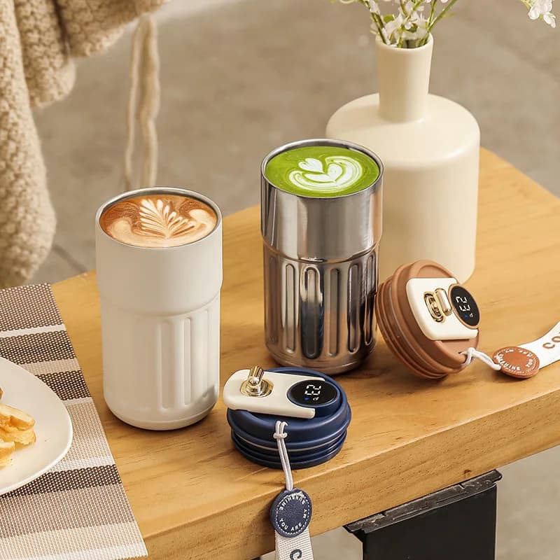 Bouteille Thermos de 450ml, affichage intelligent de la température, tasse sous vide en acier inoxyd