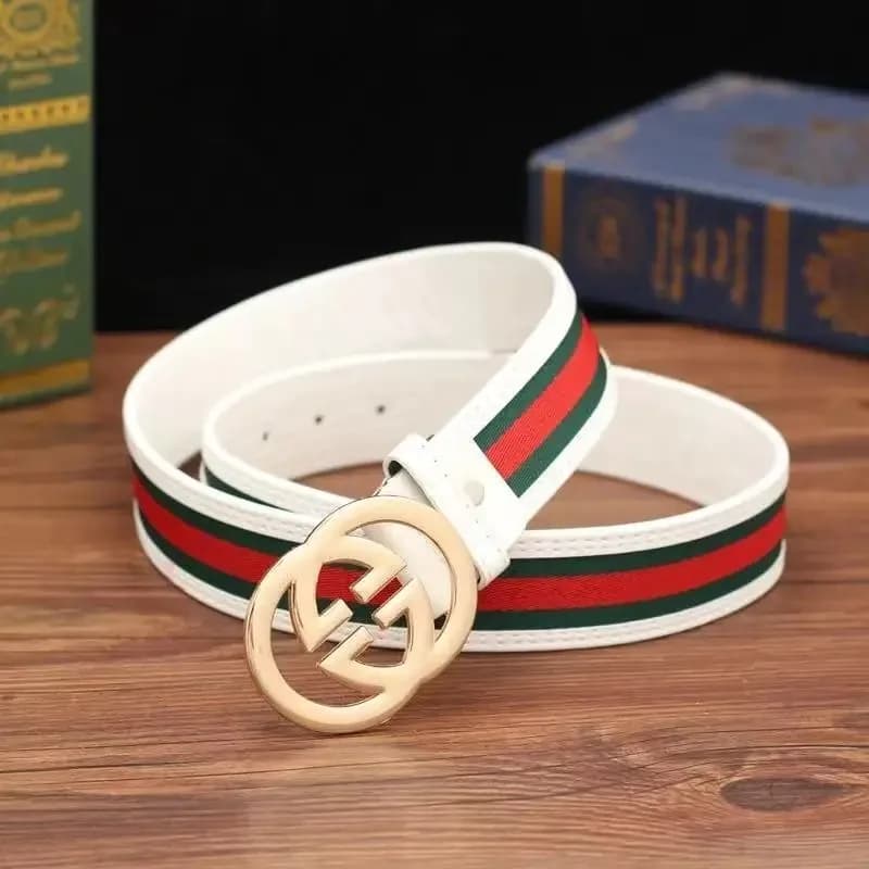 Ceinture de luxe polyvalente modèle 2026 - rayures rouges et vertes, ceinture en toile de haute qual