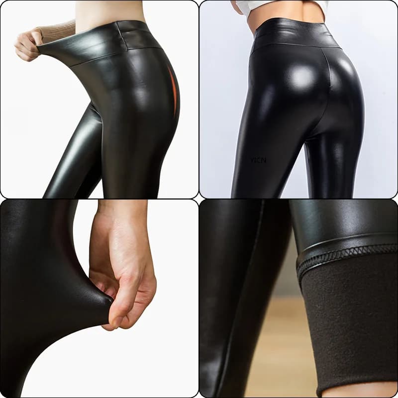 Leggings en cuir taille haute pour femmes, pantalons minces et optiques, leggings de fitness élastiq
