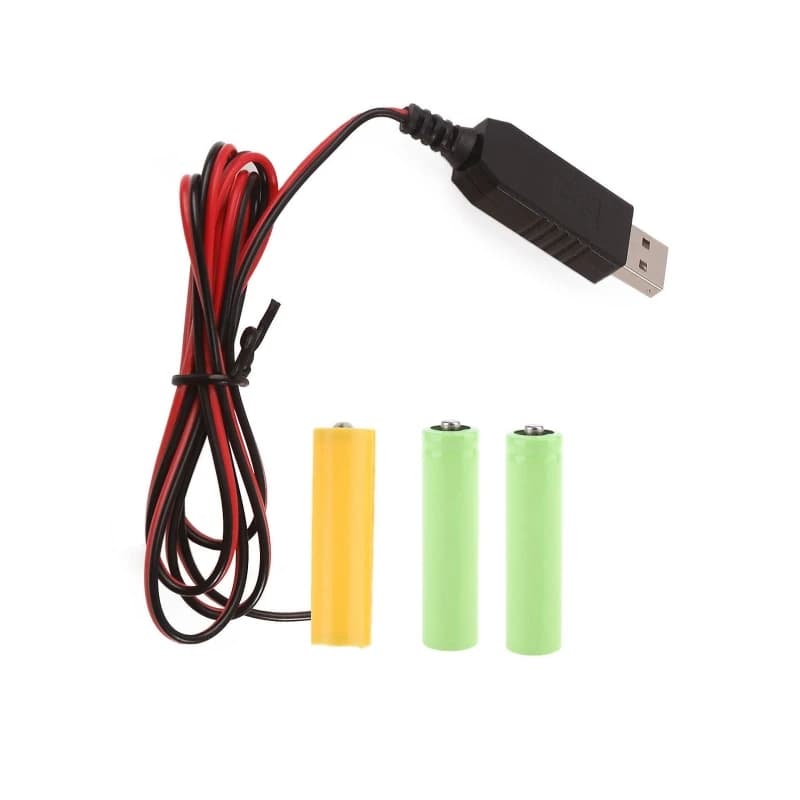 Câble USB 5V à 200 V pour l'élimination des piles AA, 100/4.5 cm, adaptateur d'alimentation, solutio