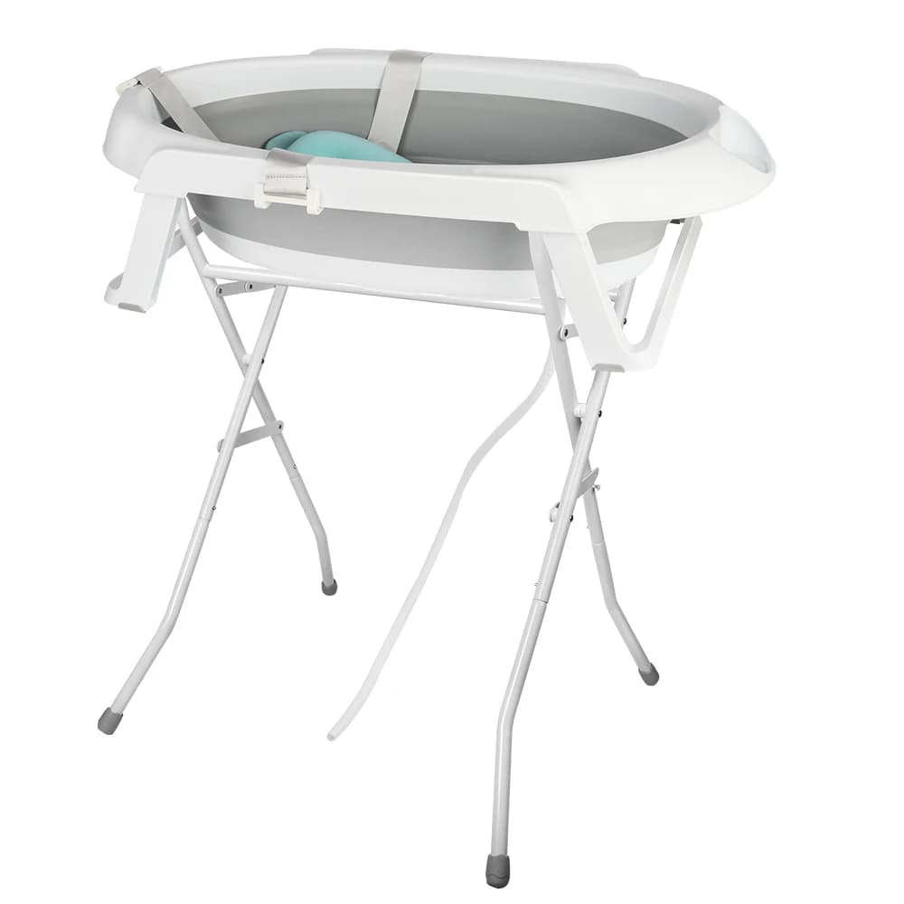Baignoire Bébé Pliable Sur Pied – Grande Baignoire Avec Support / Coussin / Kit De Drainage – Bassin