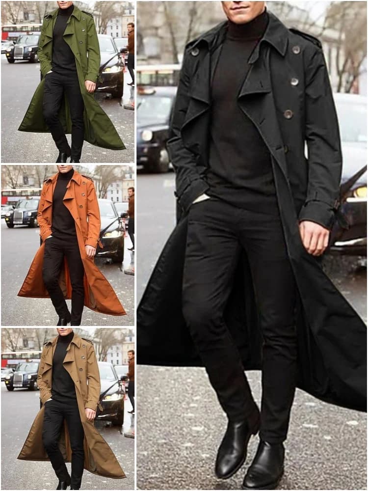 Trench-Coat fin pour hommes, Streetwear, mode, manteaux britanniques surdimensionnés de styliste, vê
