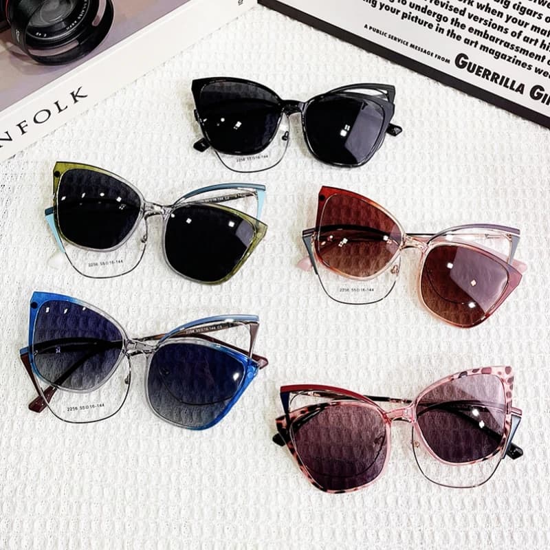 YIMARUILI mode magnétique polarisé lunettes à clipser rétro oeil de chat alliage optique Prescriptio