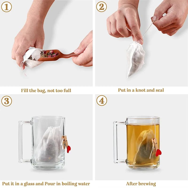 JJYY-Sachets Filtrants pour Infuseur à Thé, Sachets de Thé au Poulet avec Ficelle, Scellé, Tissu Non