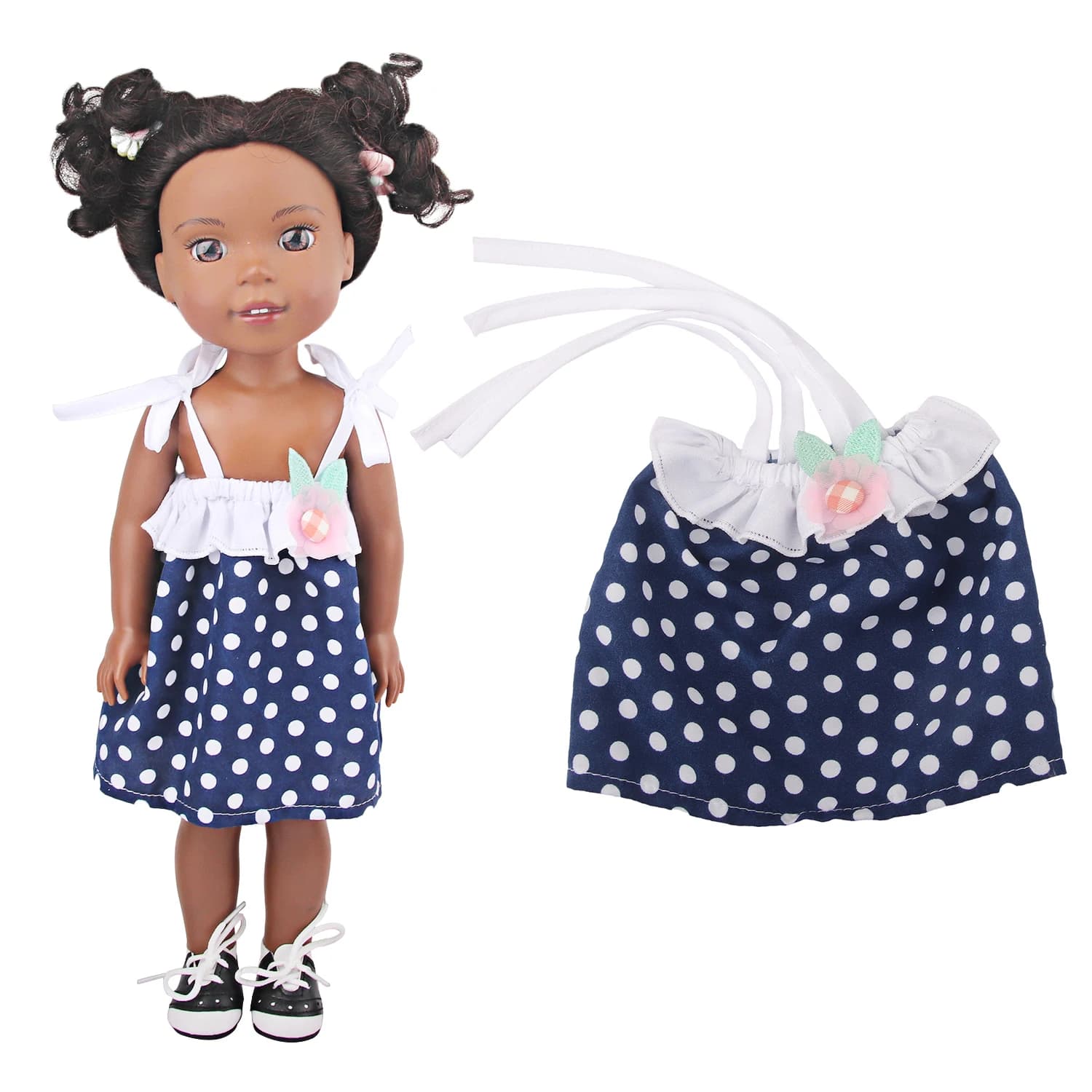 Jupe de poupée de 14 pouces, vêtements 31-35cm, robe à fleurs avec nœud papillon, adaptée à la poupé