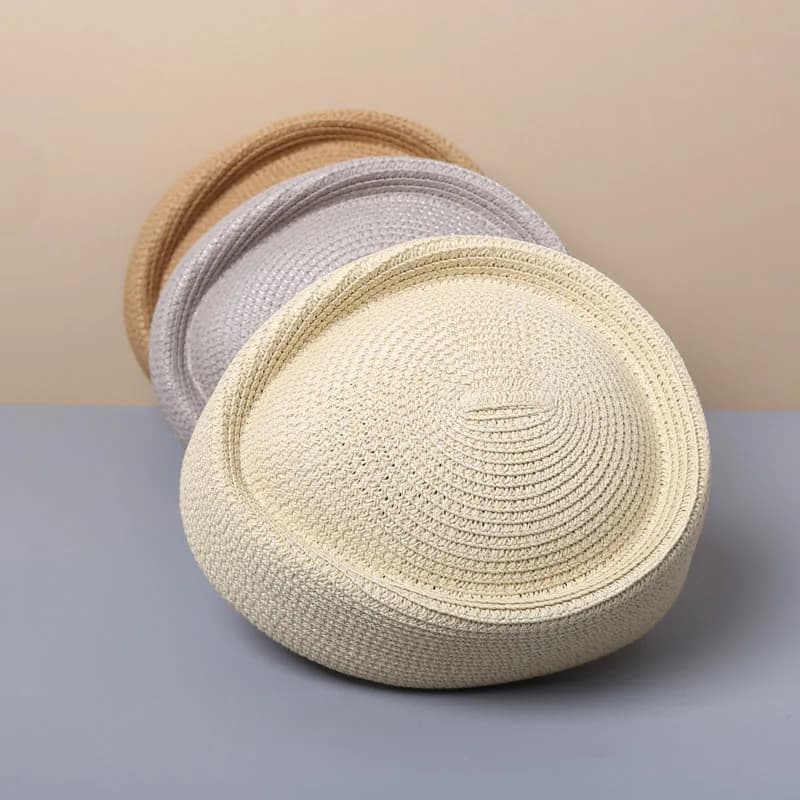 2026 Béret d'été pour femme, style peintre, chapeau pillbox rétro japonais en paille, chapeau pillbo