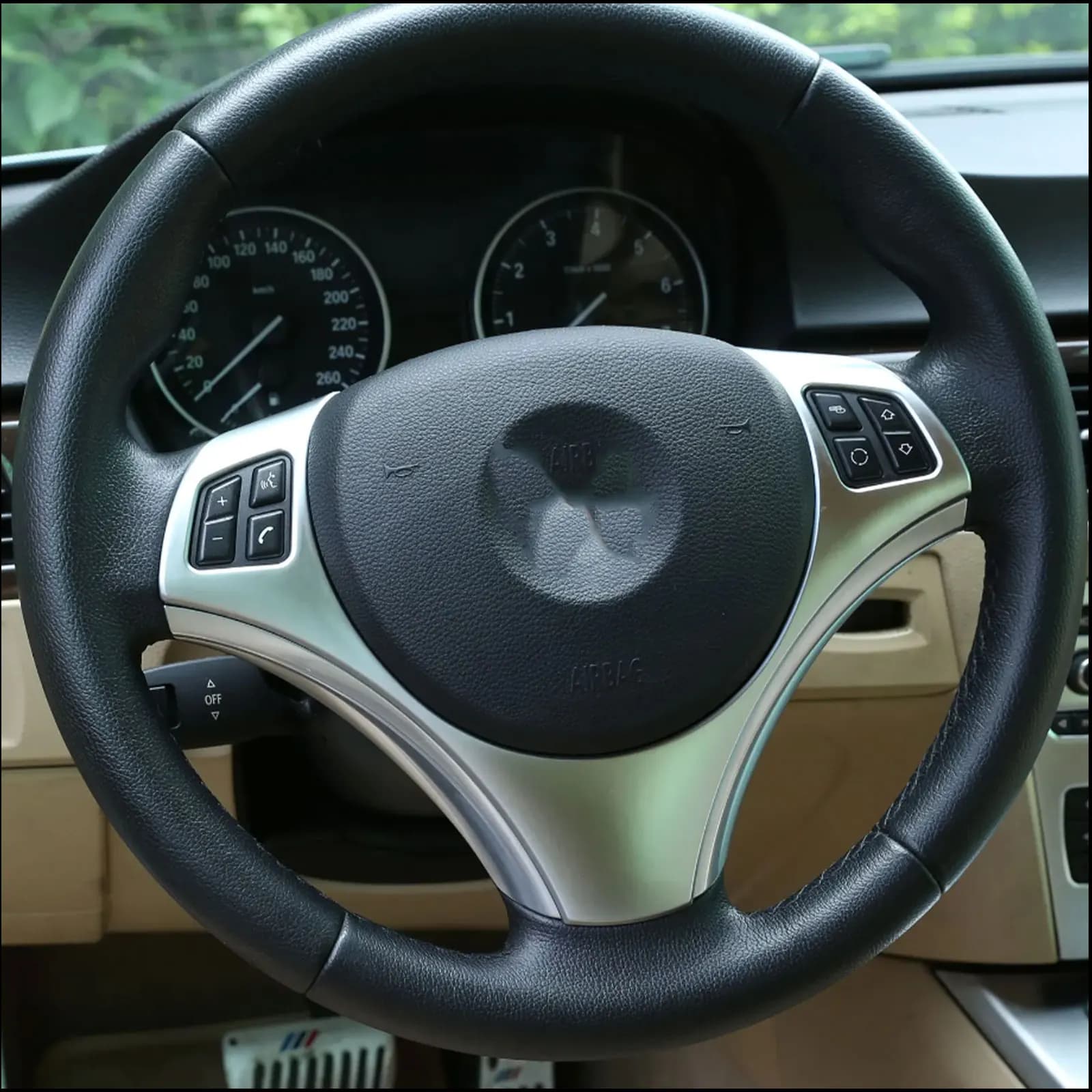 Cadre de décoration pour boutons de volant de voiture cheya pour BMW Série 1 3 E82 E84 E87 E90 E92 E