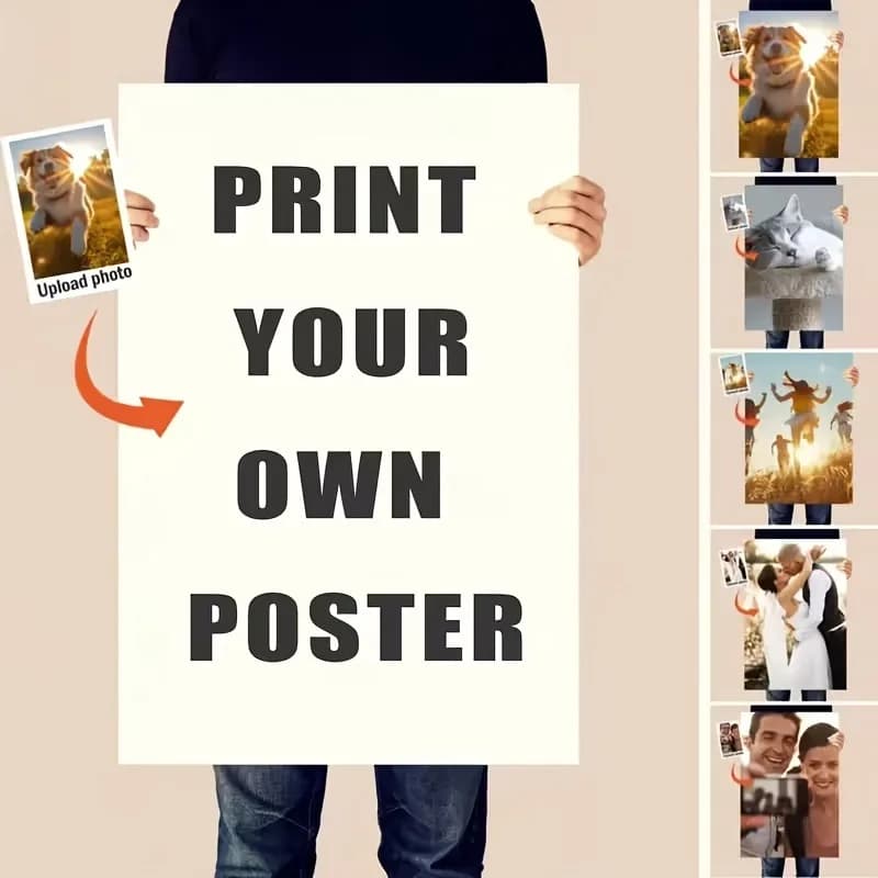 Affiche photo/texte personnalisée sans cadre - Téléchargez vos propres images et textes, idéale pour