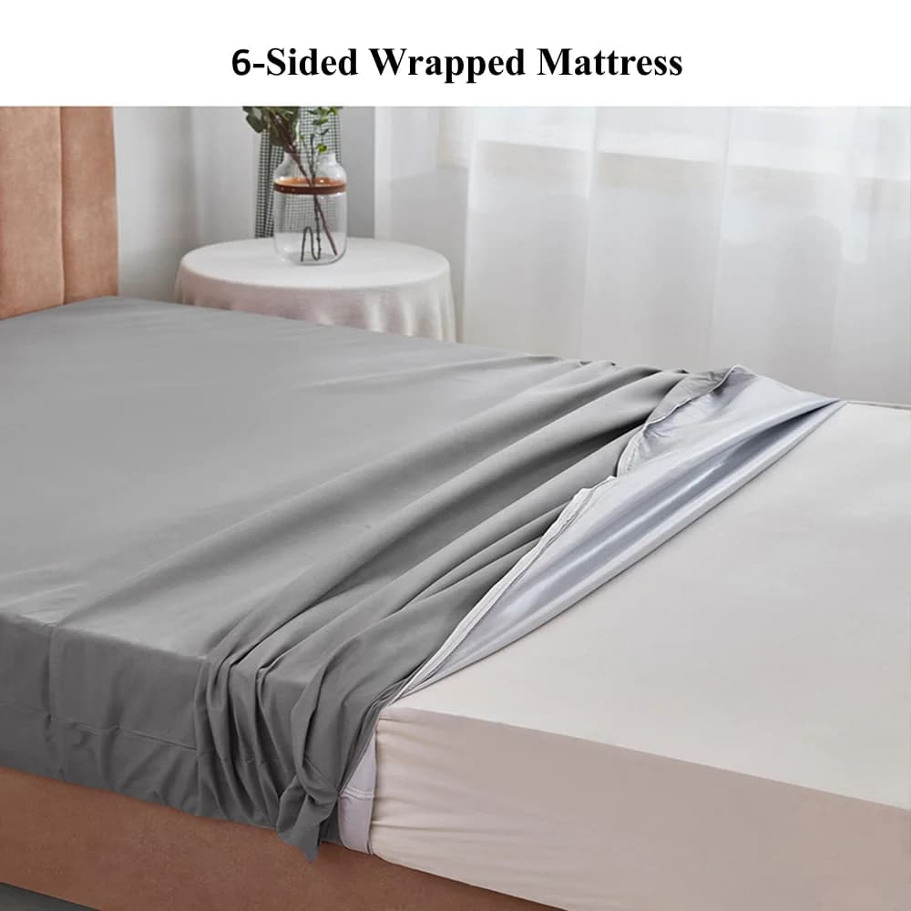 Juste de matelas imperméable entièrement fermée à 6 côtés avec fermeture éclair, drap-housse anti-po