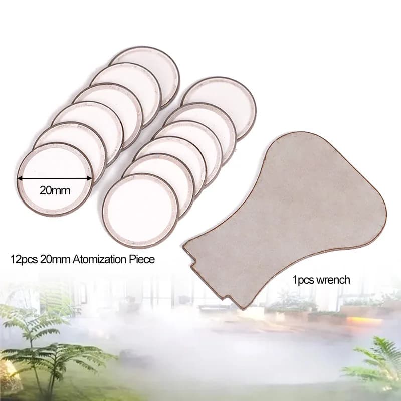 Feuille de disque en céramique pour atomiseur ultrasonique de 20mm, 12 pièces et 1 clé, accessoires 