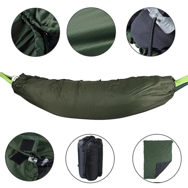 Hamacs de lit suspendus avec fermeture éclair ultraléger Portable Camping en plein air balançoire ha