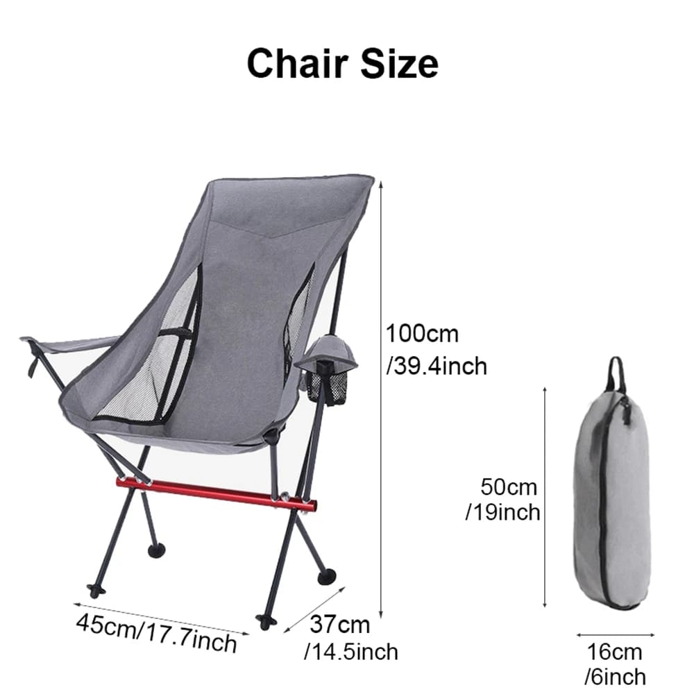 Chaise pliante avec accoudoir, chaises de Camping en aluminium avec couvercle de tasse, chaise pliab