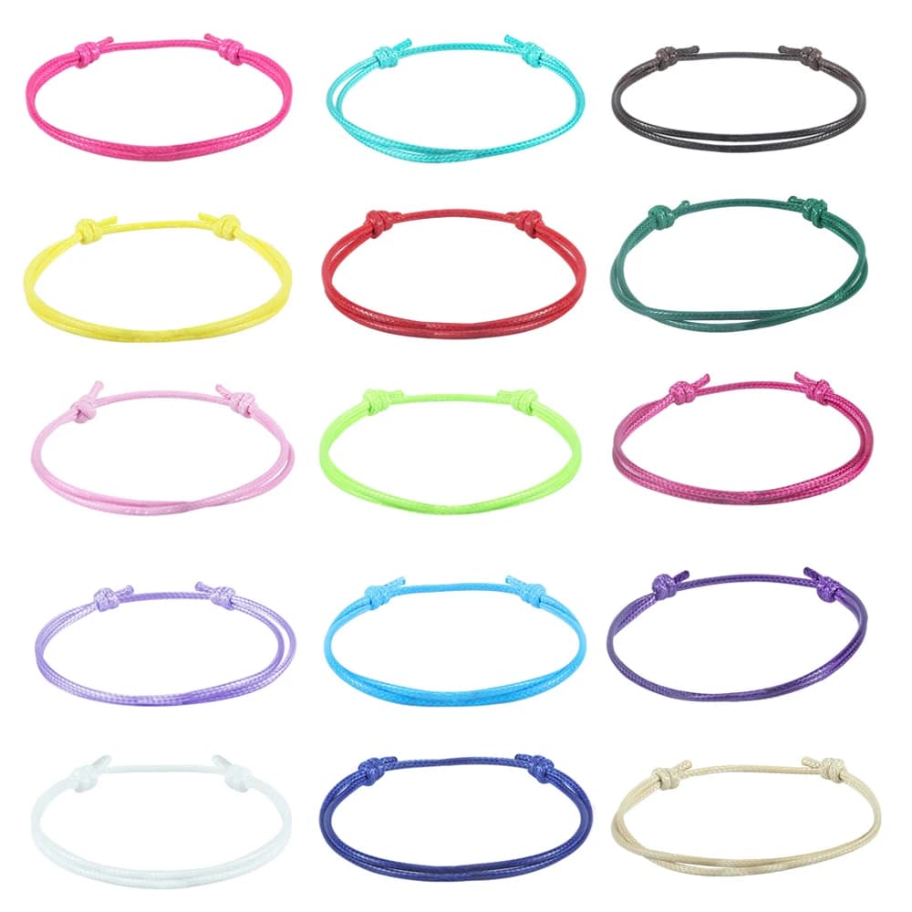 100 pièces de bracelets en cordon tressé réglables, semi-finis, en polyester ciré, pour femmes et ho