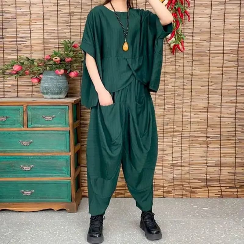 Mode rétro ample T-shirt ensembles femmes été 2025 nouveaux costumes irréguliers décontractés chauve