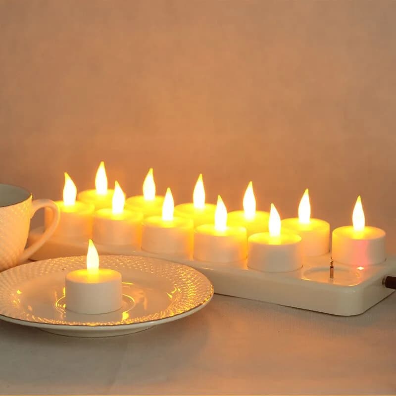 Bougie chauffe-plat LED aste sans flamme avec tasse en plastique, bougie de charge USB, décor de mar