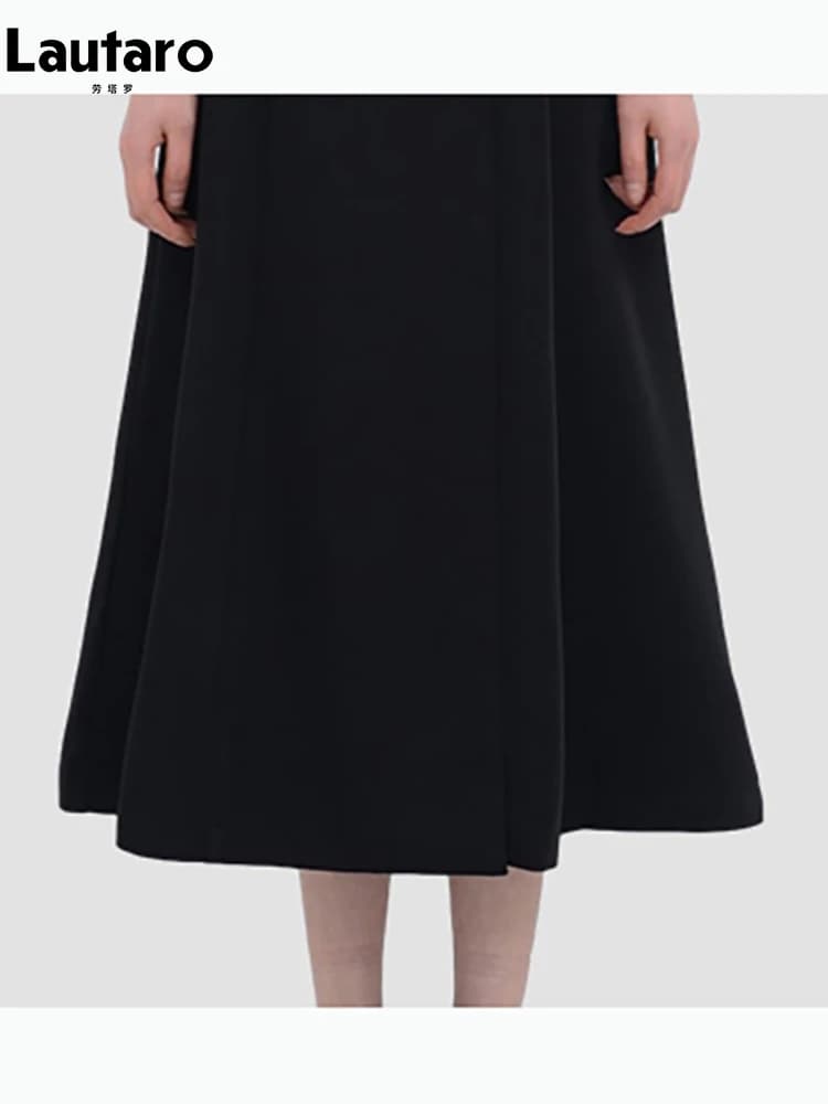 Lautaro-Trench-coat long noir ajusté pour femme, chic, élégant, simple boutonnage, vêtements de créa