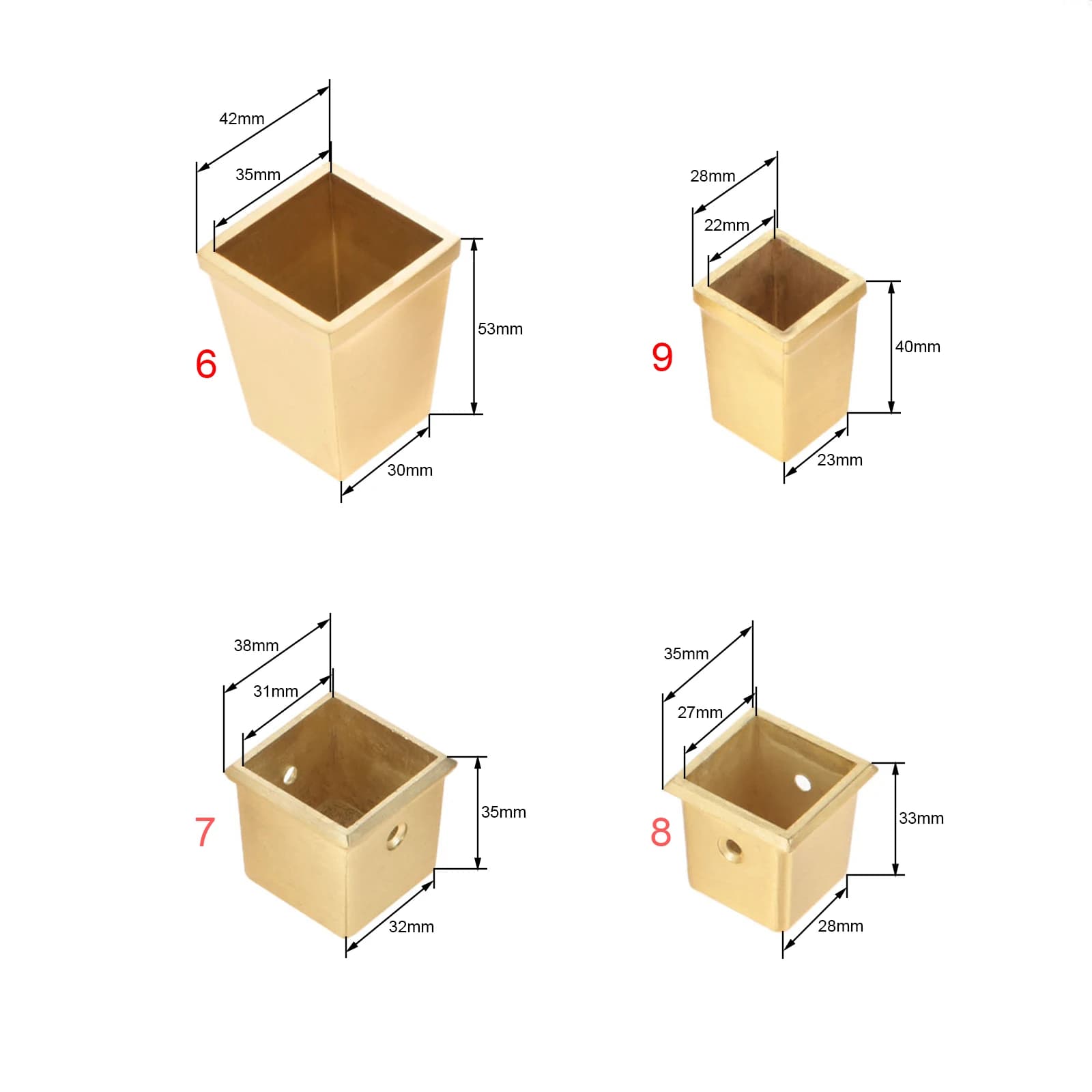 Raccord de Meuble en Laiton Doré et Cuivre pour Canapé et Chaise, Capuchon de Pointe pour Pied de Fa
