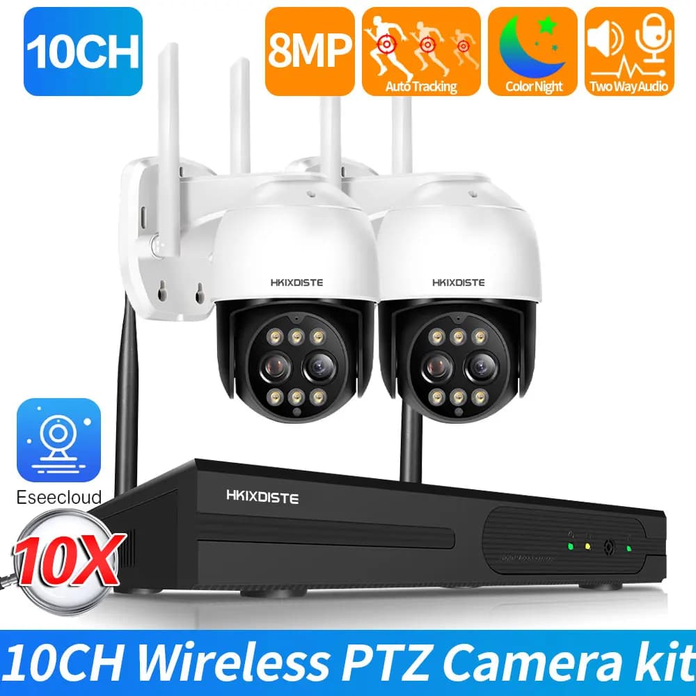 Kit de système de caméra de sécurité sans fil, audio bidirectionnel, caméras de surveillance vidéo P