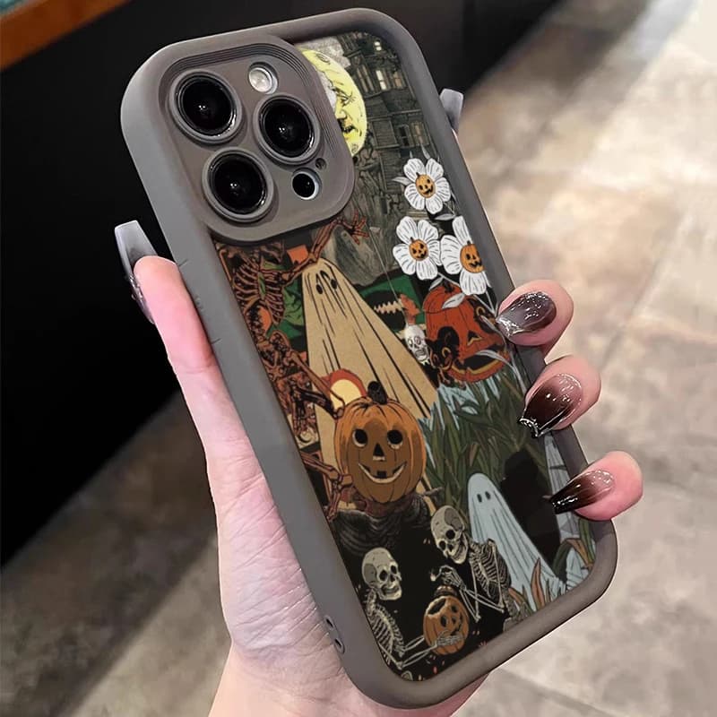 Coque à motif de fantôme blanc parmi les fleurs, pour Samsung Galaxy S25 Ultra S24 Plus S23 FE S22 A