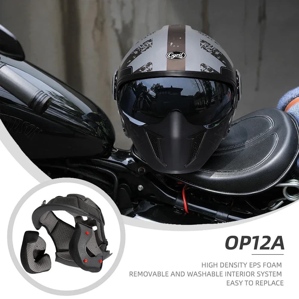 Casque de Moto Intégral à Visage Ouvert, Modulaire à Double Objectif, Rétro, DOT ECE APPROVED CYRIL 