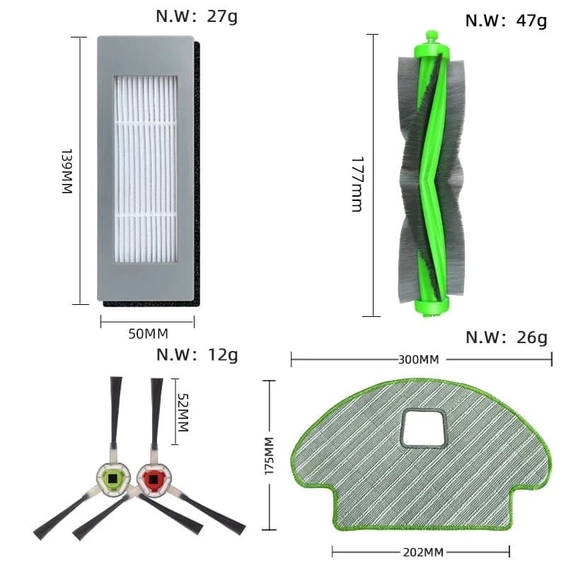 Pièces remplaçables de tissus de vadrouille de filtre Hepa de brosse latérale principale pour iRobot