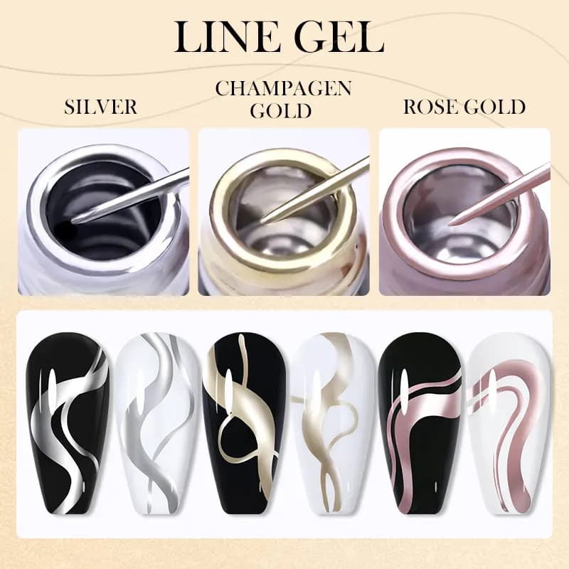 LIToxic-Verhéritage à Ongles D.lique CircTE, Gel à Rayures, Or, Argent, Style Français, Super Lumine
