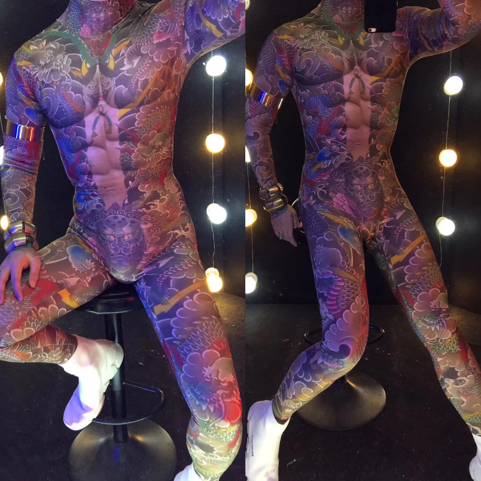Combinaison sexy à imprimé serpent pour femmes, tenue de pole légiti, une pièce, pour défilés, araig