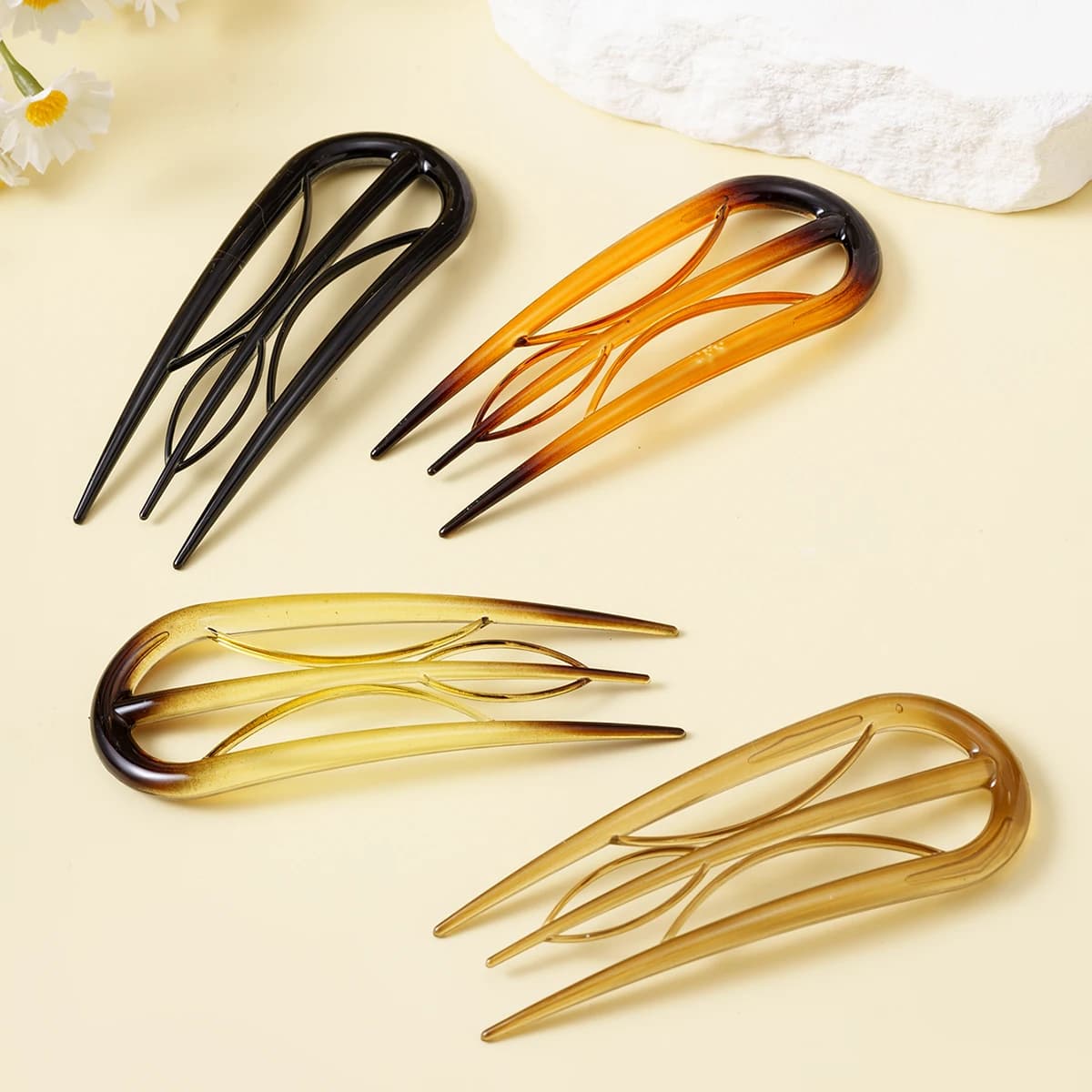 Feuilles d'acétate en forme de U bâton de cheveux fourchette à cheveux outils de coiffure épingle à 