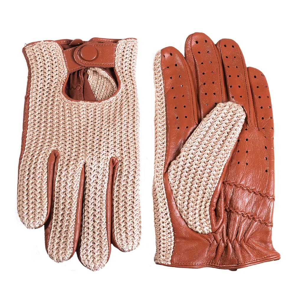 Gants courts classiques en cuir véritable pour hommes, rétro, sans doublure, tricotés, pour sport, é