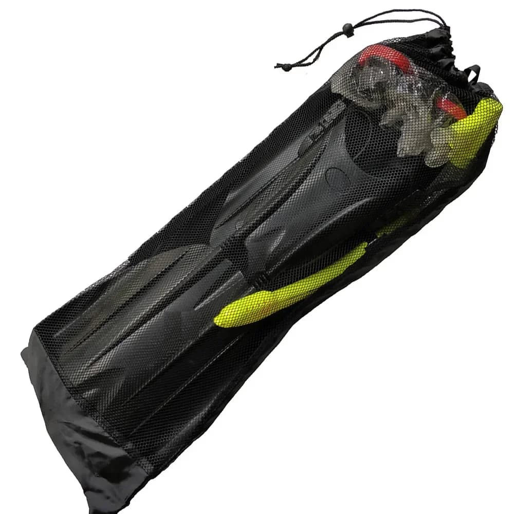 Sac à cordon en maille noire avec palmes longues pour sac à dos de plongée 72*28 cm